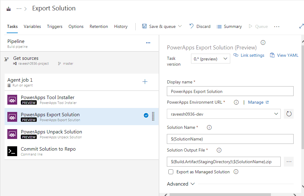 PowerApps Export solutions preview
