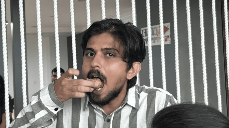 Aman Tiwari delighting in pani puri.